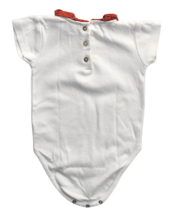 A White Short Sleeve Bodysuits from Chateau de Sable in size 6-12M for girl. (Back View)