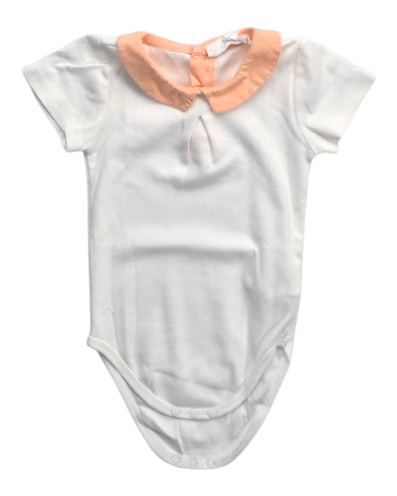 A White Short Sleeve Bodysuits from Chateau de Sable in size 6-12M for girl. (Front View)