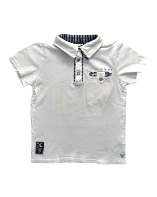 A White Short Sleeve Polos from Guess in size 6T for boy. (Front View)