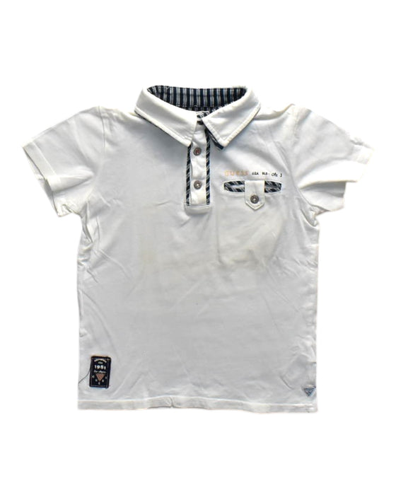 A White Short Sleeve Polos from Guess in size 6T for boy. (Front View)