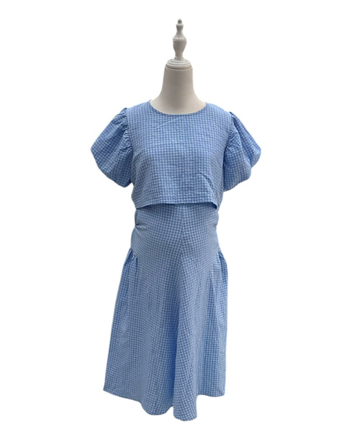 A Blue Short Sleeve Dresses from Jump Eat Cry in size Maternity-L for maternity. (Front View)