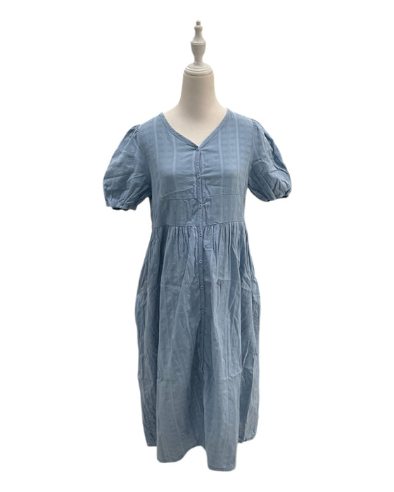 A Blue Short Sleeve Dresses from Jump Eat Cry in size Maternity-M for maternity. (Front View)