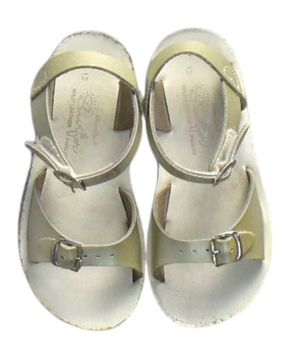 A White Sandals from Sun-San in size 6T for girl. (Back View)