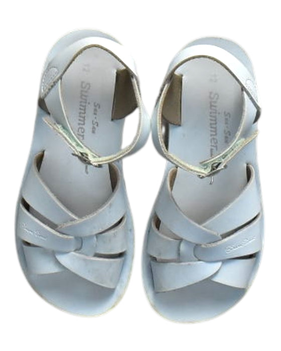 A White Sandals from Sun-San in size 6T for girl. (Back View)