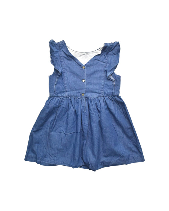A Blue Sleeveless Dresses from Jacadi in size 5T for girl. (Back View)
