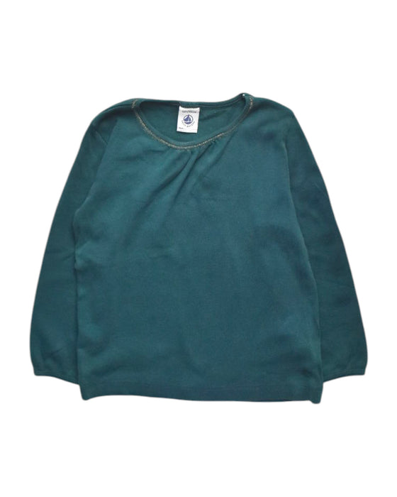 A Green Crewneck Sweatshirts from Petit Bateau in size 4T for girl. (Front View)