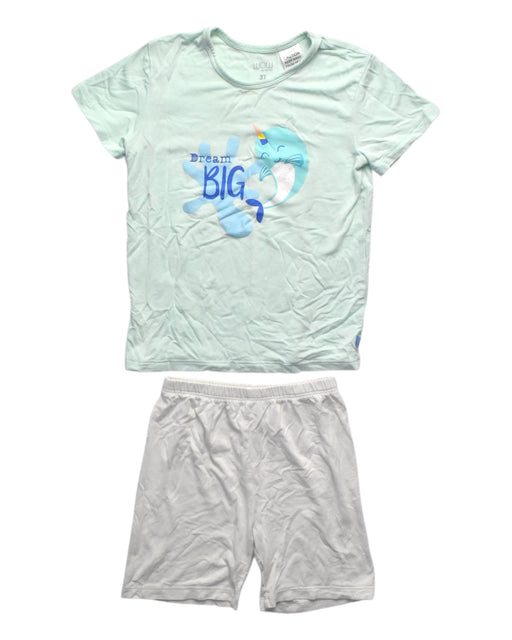 A White Pyjama Sets from Oeteo in size 3T for neutral. (Front View)