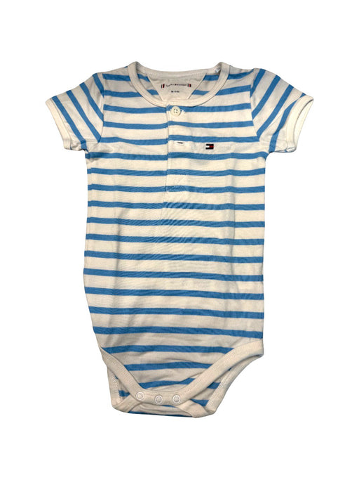 A Blue Short Sleeve Bodysuits from Tommy Hilfiger in size 3-6M for neutral. (Front View)