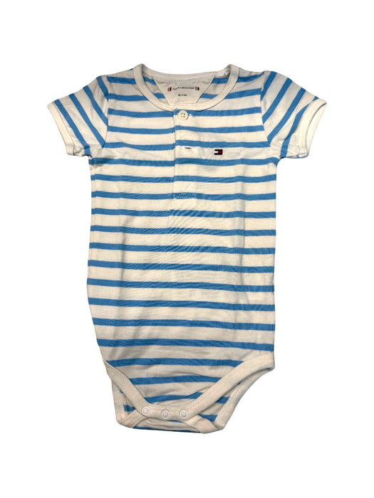 A Blue Short Sleeve Bodysuits from Tommy Hilfiger in size 3-6M for neutral. (Front View)