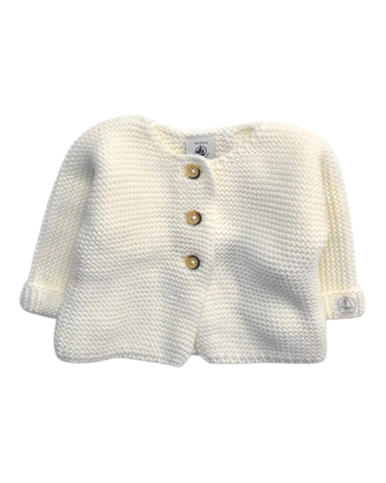 A White Cardigans from Petit Bateau in size 0-3M for girl. (Front View)