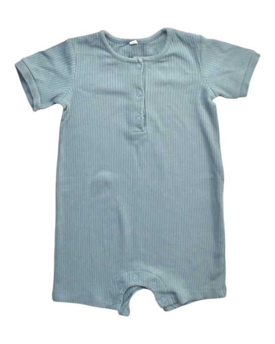 A Teal Short Sleeve Rompers from Mori in size 12-18M for boy. (Front View)