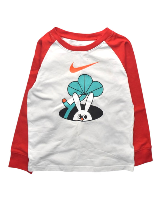 A Red Long Sleeve T Shirts from Nike in size 5T for boy. (Front View)