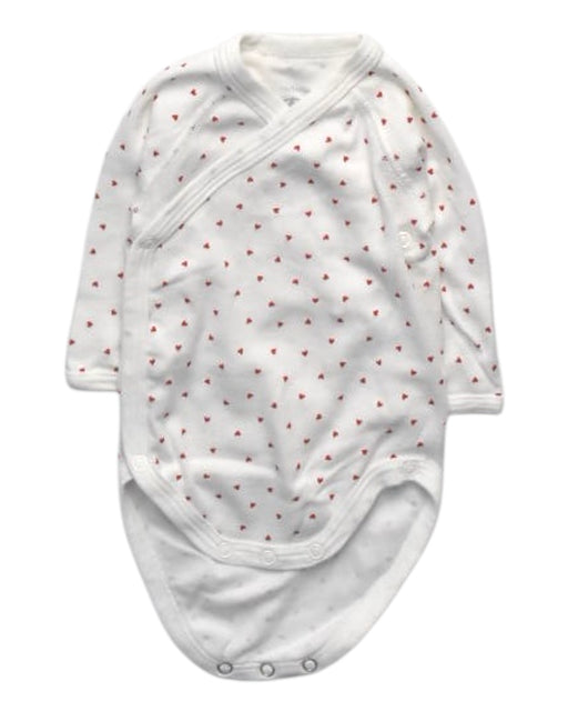 A White Long Sleeve Bodysuits from Petit Bateau in size 0-3M for girl. (Front View)