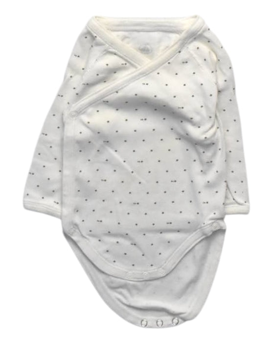 A White Long Sleeve Bodysuits from Petit Bateau in size 3-6M for girl. (Front View)