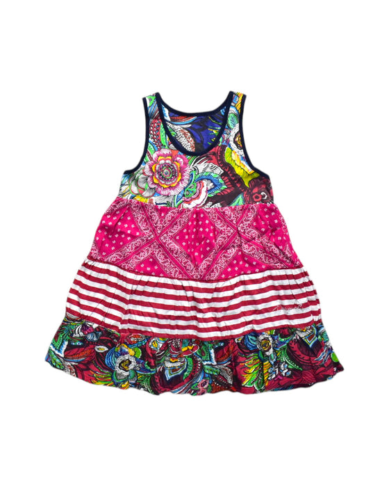 A Multicolour Sleeveless Dresses from Desigual in size 6T for girl. (Front View)