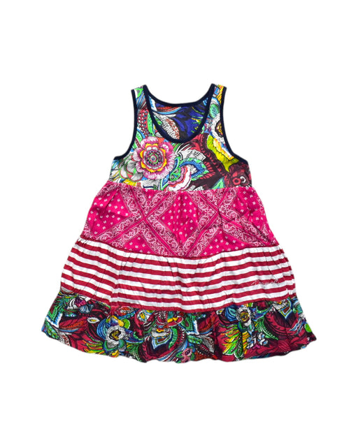 A Multicolour Sleeveless Dresses from Desigual in size 6T for girl. (Front View)
