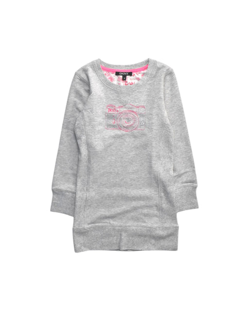 A Grey Sweater Dresses from DKNY in size 8Y for girl. (Front View)