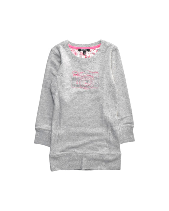 A Grey Sweater Dresses from DKNY in size 8Y for girl. (Front View)