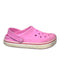 A Pink Slip Ons from Crocs in size 6T for girl. (Front View)