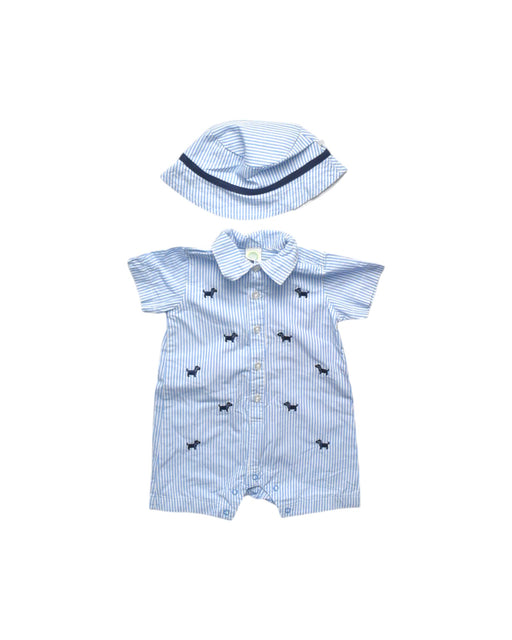 A Blue Short Sleeve Rompers from Little Me in size 6-12M for boy. (Front View)