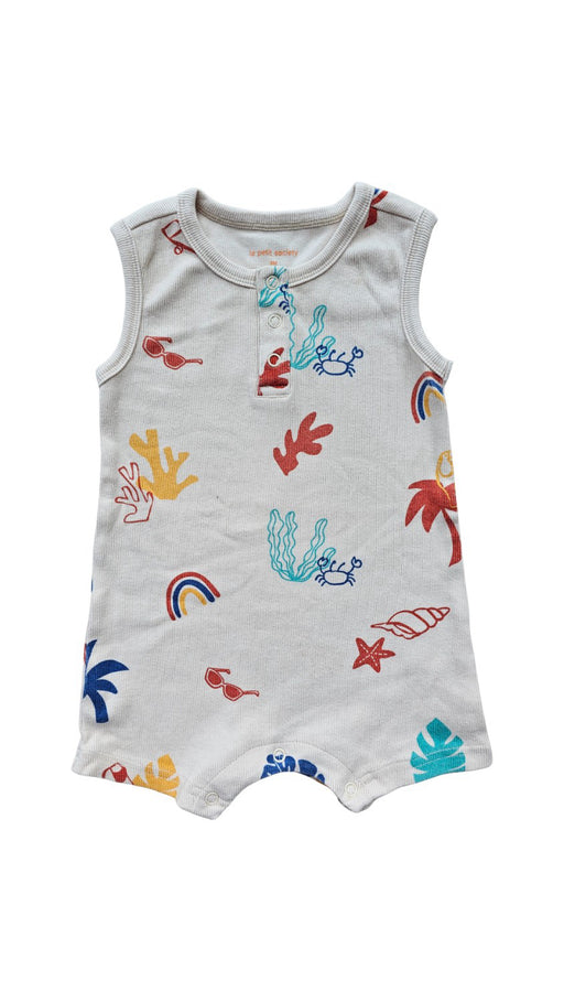 A Multicolour Sleeveless Rompers from Le Petit Society in size 3-6M for neutral. (Front View)