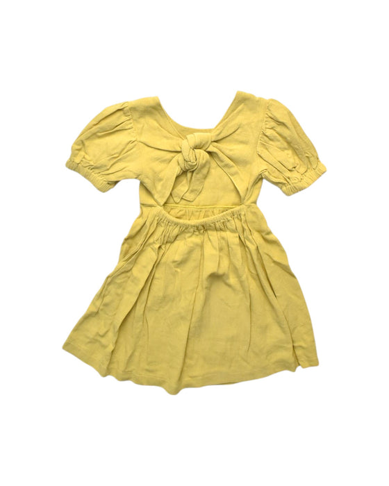 A Yellow Short Sleeve Dresses from Our Kind Folk in size 2T for girl. (Back View)
