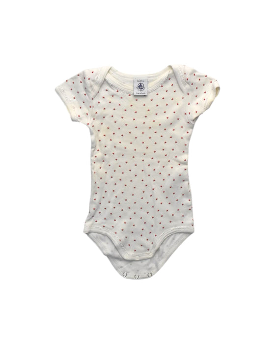 A White Short Sleeve Bodysuits from Petit Bateau in size 6-12M for girl. (Front View)