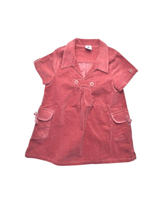A Pink Short Sleeve Dresses from Petit Bateau in size 3T for girl. (Front View)