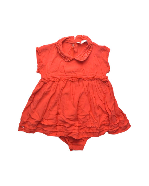 A Red Short Sleeve Rompers from Chateau de Sable in size 18-24M for girl. (Front View)