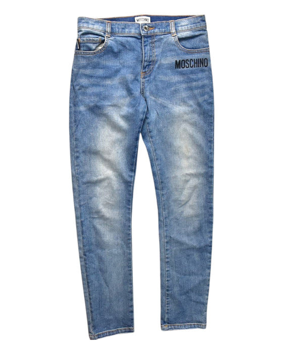 A Blue Jeans from Moschino in size 10Y for neutral. (Front View)