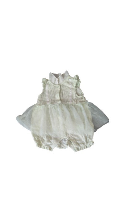 A Green Sleeveless Rompers from Balabala in size 3-6M for girl. (Front View)