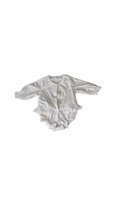 A White Long Sleeve Bodysuits from Balabala in size 3-6M for girl. (Front View)