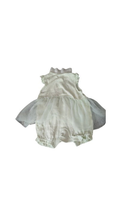 A Green Sleeveless Rompers from Balabala in size 3-6M for girl. (Back View)
