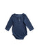 A Navy Long Sleeve Bodysuits from Le Petit Society in size 3-6M for neutral. (Front View)