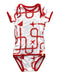 A Red Short Sleeve Bodysuits from Oeteo in size 6-12M for neutral. (Front View)