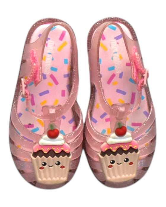A Pink Sandals from Mini Melissa in size 4T for girl. (Back View)