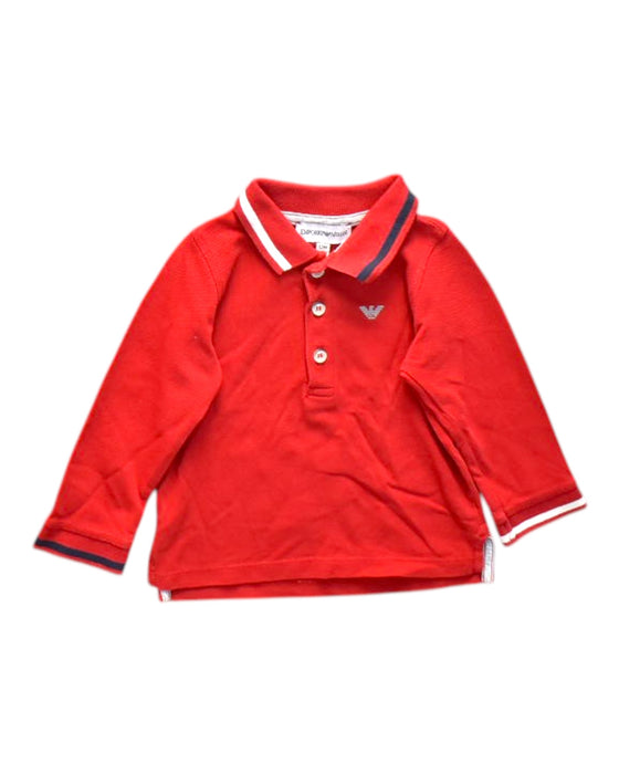A Red Long Sleeve Polos from Emporio Armani in size 6-12M for boy. (Front View)