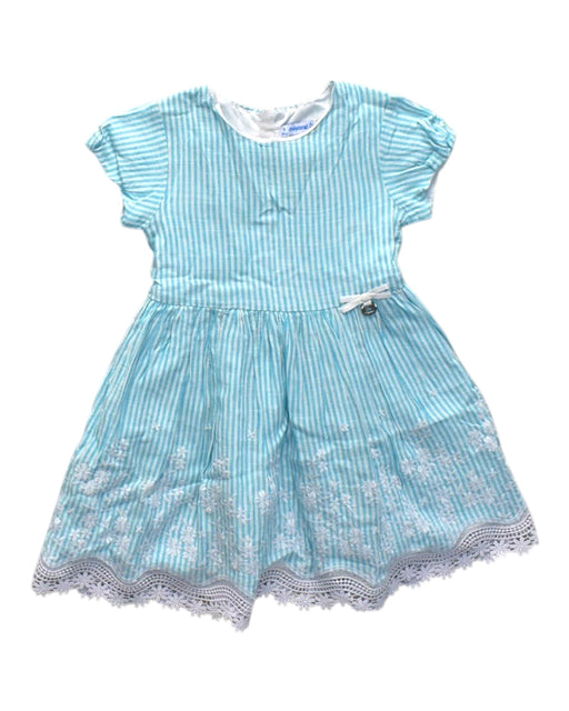 A Blue Short Sleeve Dresses from Mayoral in size 3T for girl. (Front View)