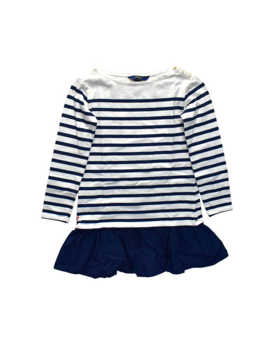 A Navy Long Sleeve Dresses from Polo Ralph Lauren in size 7Y for girl. (Front View)