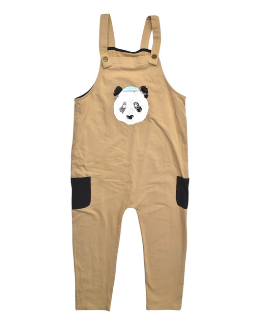A Beige Long Overalls from Le Petit Society in size 5T for boy. (Front View)
