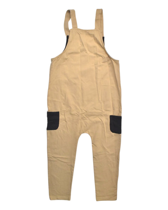A Beige Long Overalls from Le Petit Society in size 6T for boy. (Back View)