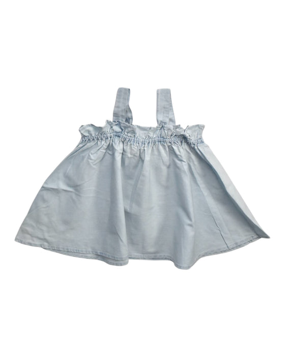 A Blue Sleeveless Tops from Seed in size 5T for girl. (Back View)