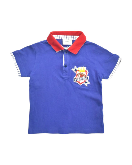 A Blue Short Sleeve Polos from Fendi in size 6T for boy. (Front View)