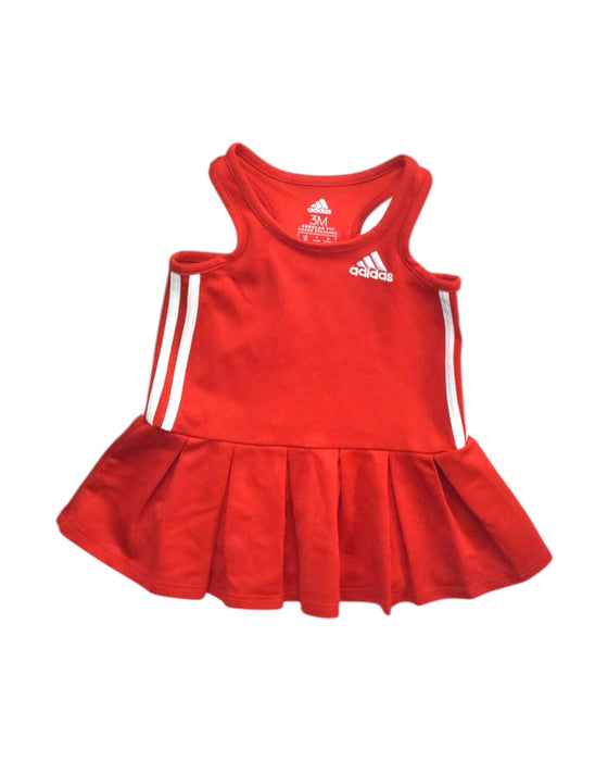 A Red Sleeveless Dresses from Adidas in size 0-3M for girl. (Front View)
