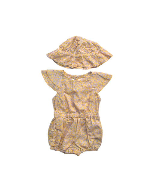 A Peach Short Sleeve Rompers from Gingersnaps in size 6-12M for girl. (Front View)