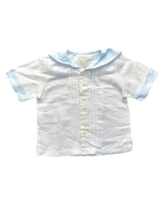 A White Short Sleeve Shirts from Emile et Rose in size 6-12M for boy. (Front View)