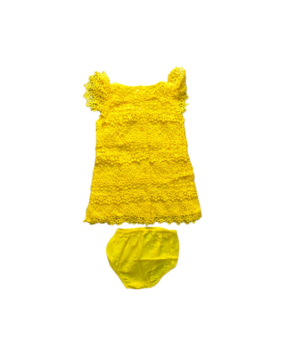 A Yellow Short Sleeve Dresses from Ralph Lauren in size 6-12M for girl. (Back View)