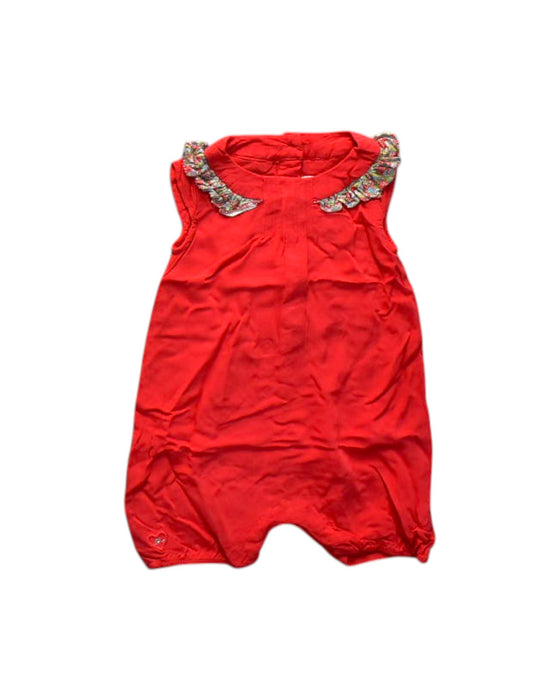 A Red Sleveless Rompers from Chateau de Sable in size 3-6M for girl. (Front View)