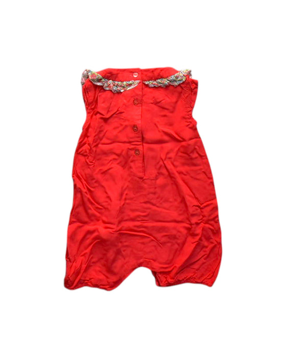 A Red Sleveless Rompers from Chateau de Sable in size 3-6M for girl. (Back View)