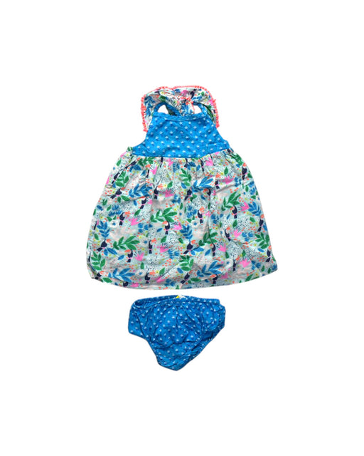 A Blue Overall Sets from Boden in size 6-12M for girl. (Front View)